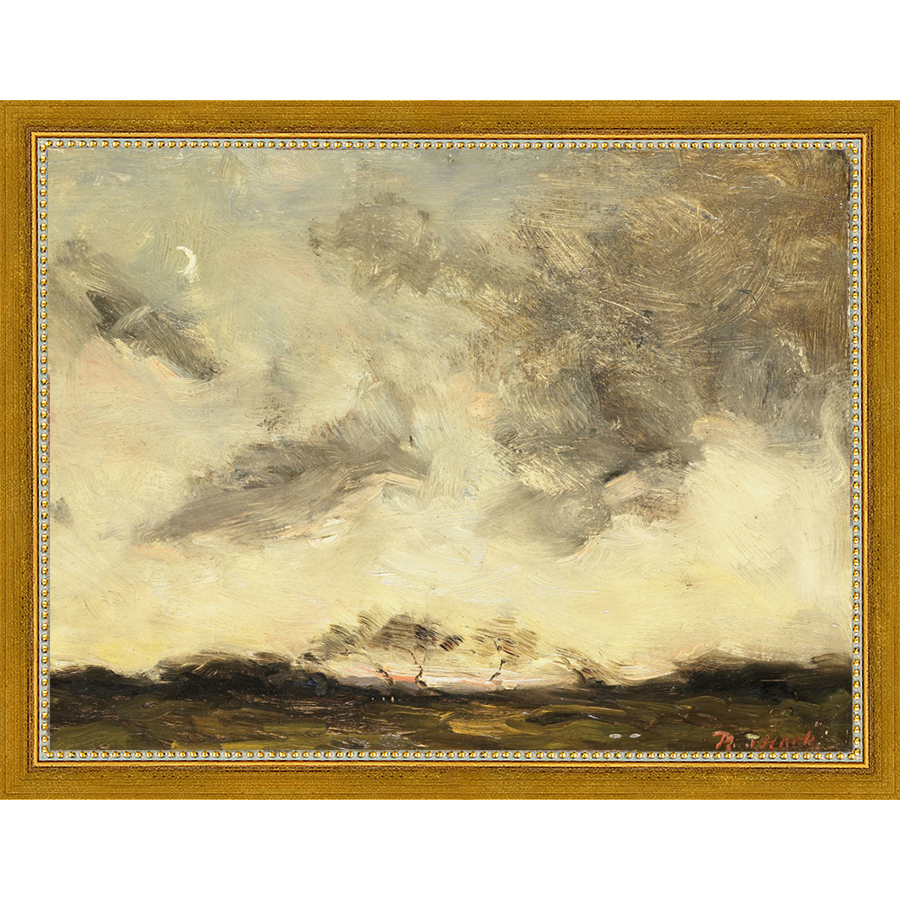 SA290-EVENING SUN Hand framed in a transitional gold frame. Finished Size: W 13.25 in x H 10.25 in