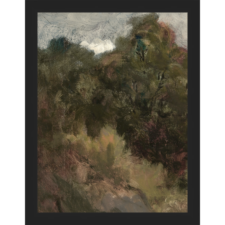 SA291-VINTAGE LANDSCAPE DIPTYCH I (LEFT) Hand framed in a matte black frame. Finished Size: W 10.25 in x H 13.25 in