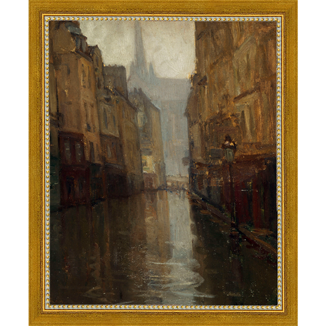 SA293-VIEW TO CATHEDRAL Hand framed in a transitional gold frame. Finished Size: W 9.25 in x H 11.25 in