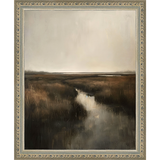 SA294-FONTAINE MARSH Hand framed in an ornate dark silver frame. Finished Size: W 9.25 in x H 11.25 in