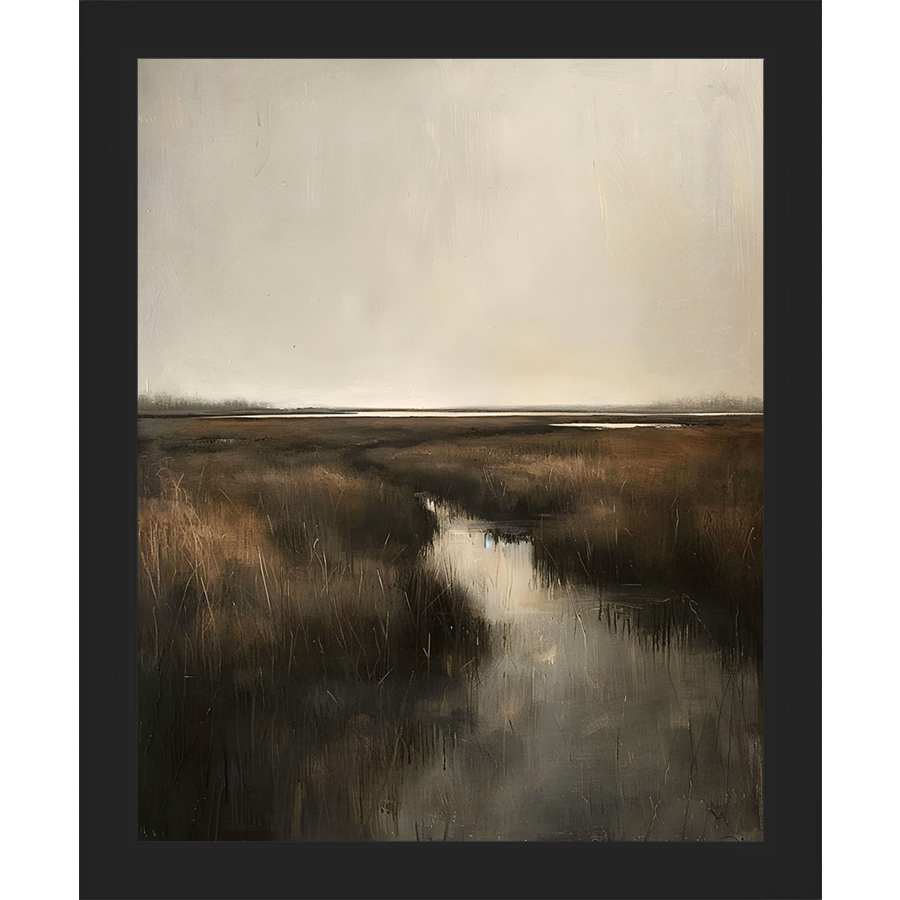 SA294-FONTAINE MARSH Hand framed in a matte black frame. Finished Size: W 9.25 in x H 11.25 in