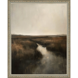 SA294-FONTAINE MARSH Hand framed in an ornate dark silver frame. Finished Size: W 12.25 in x H 15.25 in