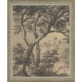 SA295-VIEW TO CHURCH DIPTYCH I  (LEFT) Hand framed in an ornate dark silver frame. Finished Size: W 9.25 in x H 11.25 in