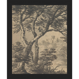 SA295-VIEW TO CHURCH DIPTYCH I  (LEFT) Hand framed in a matte black frame. Finished Size: W 9.25 in x H 11.25 in