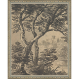 SA295-VIEW TO CHURCH DIPTYCH I  (LEFT) Hand framed in an ornate dark silver frame. Finished Size: W 12.25 in x H 15.25 in