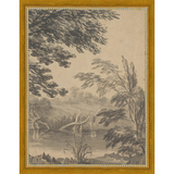 SA296-VIEW TO CHURCH DIPTYCH II (RIGHT) Hand framed in a transitional gold frame. Finished Size: W 10.25 in x H 13.25 in