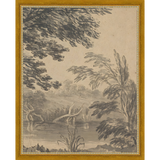 SA296-VIEW TO CHURCH DIPTYCH II (RIGHT) Hand framed in a transitional gold frame. Finished Size: W 12.25 in x H 15.25 in