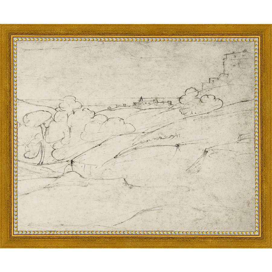 SA297-VIEW OF MARINO Hand framed in a transitional gold frame. Finished Size: W 11.25 in x H 9.25 in