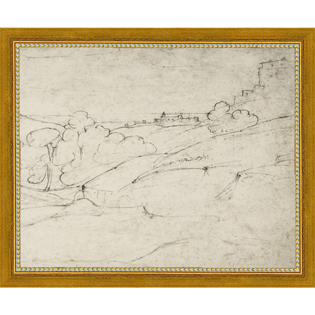 SA297-VIEW OF MARINO Hand framed in a transitional gold frame. Finished Size: W 11.25 in x H 9.25 in