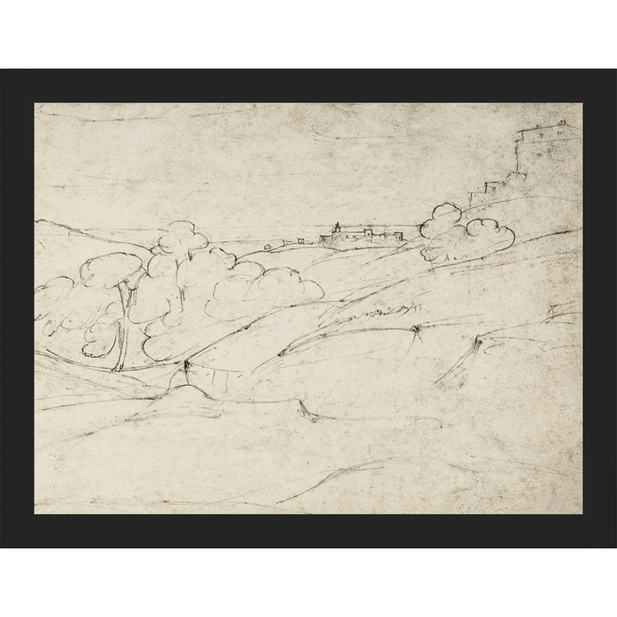 SA297-VIEW OF MARINO Hand framed in a matte black frame. Finished Size: W 13.25 in x H 10.25 in