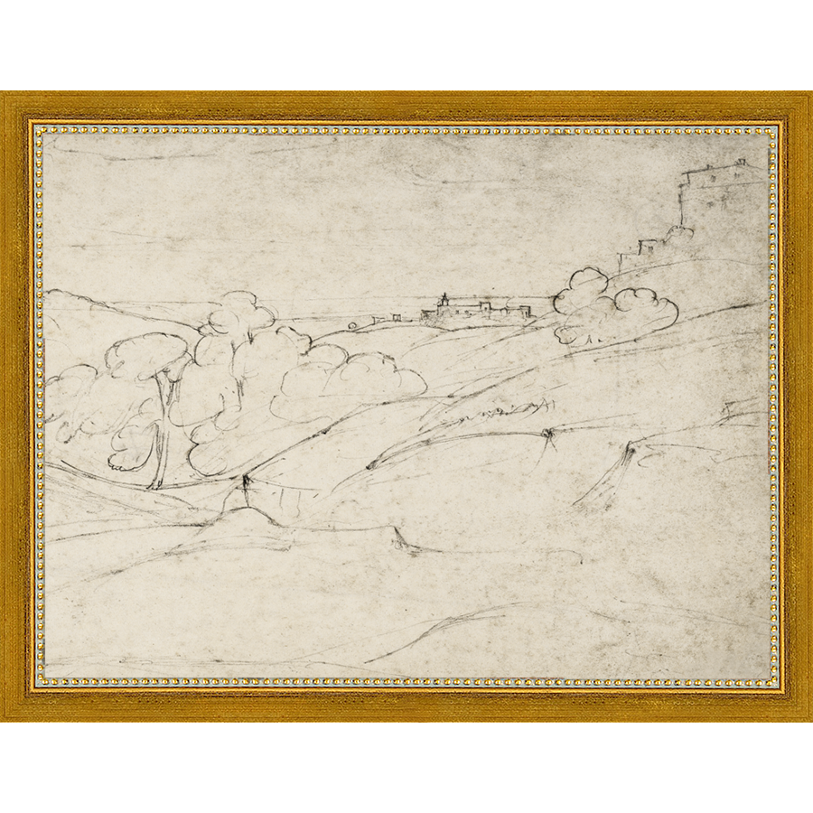 SA297-VIEW OF MARINO Hand framed in a transitional gold frame. Finished Size: W 13.25 in x H 10.25 in