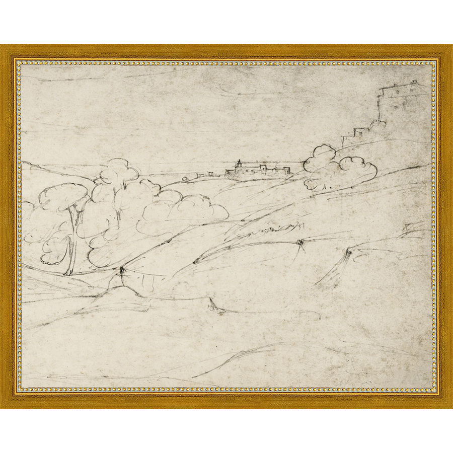 SA297-VIEW OF MARINO Hand framed in a transitional gold frame. Finished Size: W 15.25 in x H 12.25 in