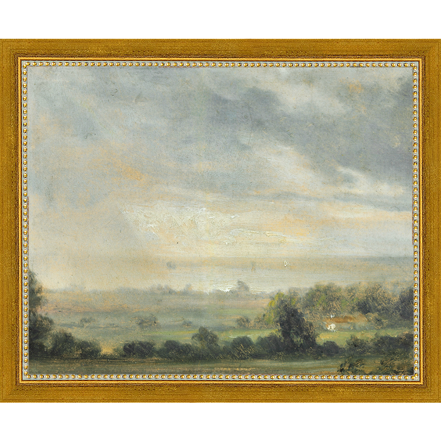 SA298-ELBE VALLEY AT DAWN Hand framed in a transitional gold frame. Finished Size: W 11.25 in x H 9.25 in