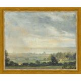 SA298-ELBE VALLEY AT DAWN Hand framed in a transitional gold frame. Finished Size: W 11.25 in x H 9.25 in