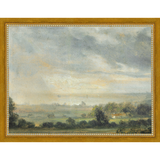 SA298-ELBE VALLEY AT DAWN Hand framed in a transitional gold frame. Finished Size: W 13.25 in x H 10.25 in