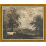 SA299-HORSE IN FIELD Hand framed in a transitional gold frame. Finished Size: W 11.25 in x H 9.25 in