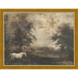 SA299-HORSE IN FIELD Hand framed in a transitional gold frame. Finished Size: W 13.25 in x H 10.25 in