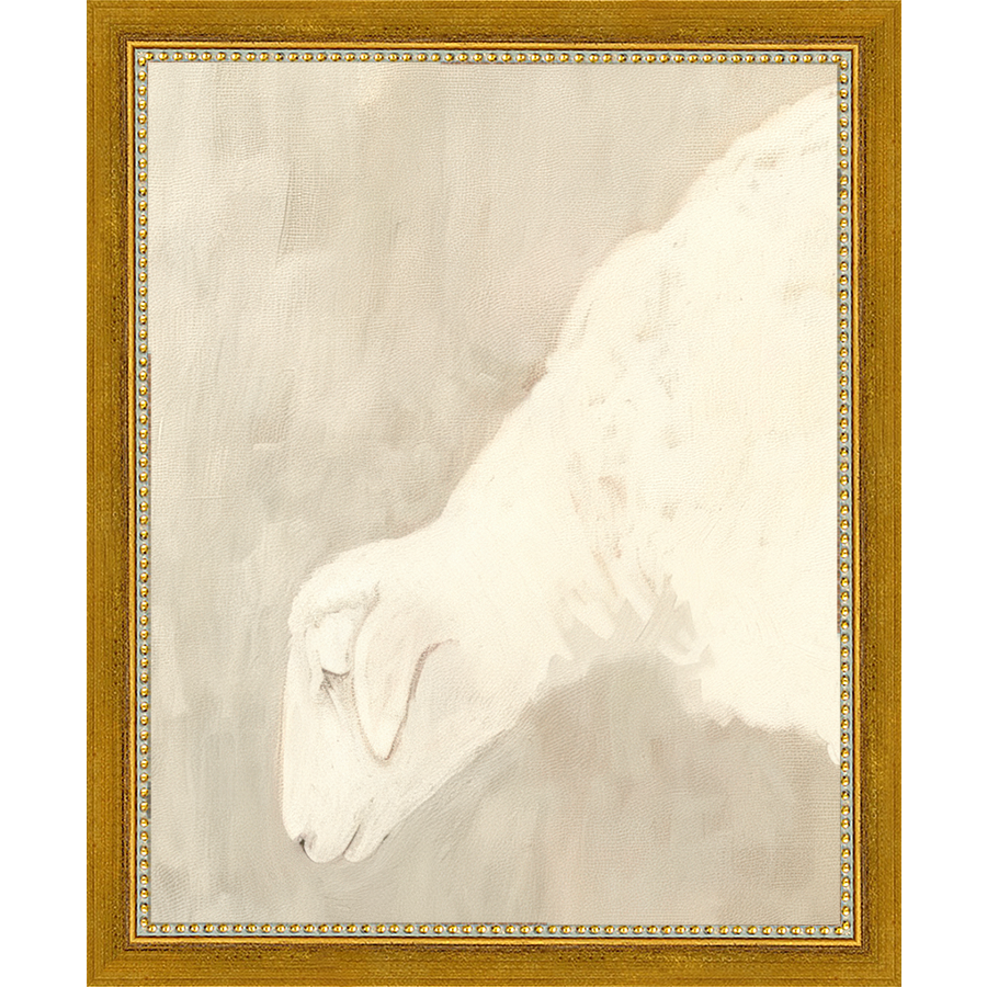 SA310-LAMB PROFILE Hand framed in a transitional gold frame. Finished Size: W 9.25 in x H 11.25 in