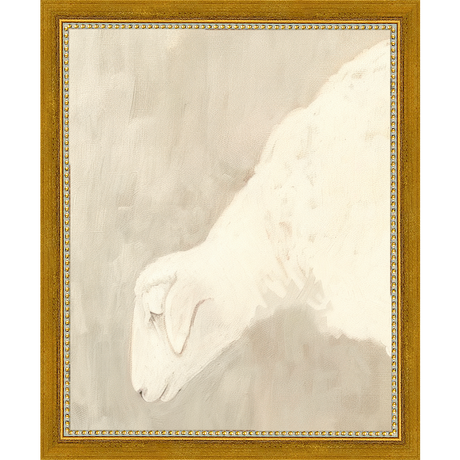 SA310-LAMB PROFILE Hand framed in a transitional gold frame. Finished Size: W 9.25 in x H 11.25 in