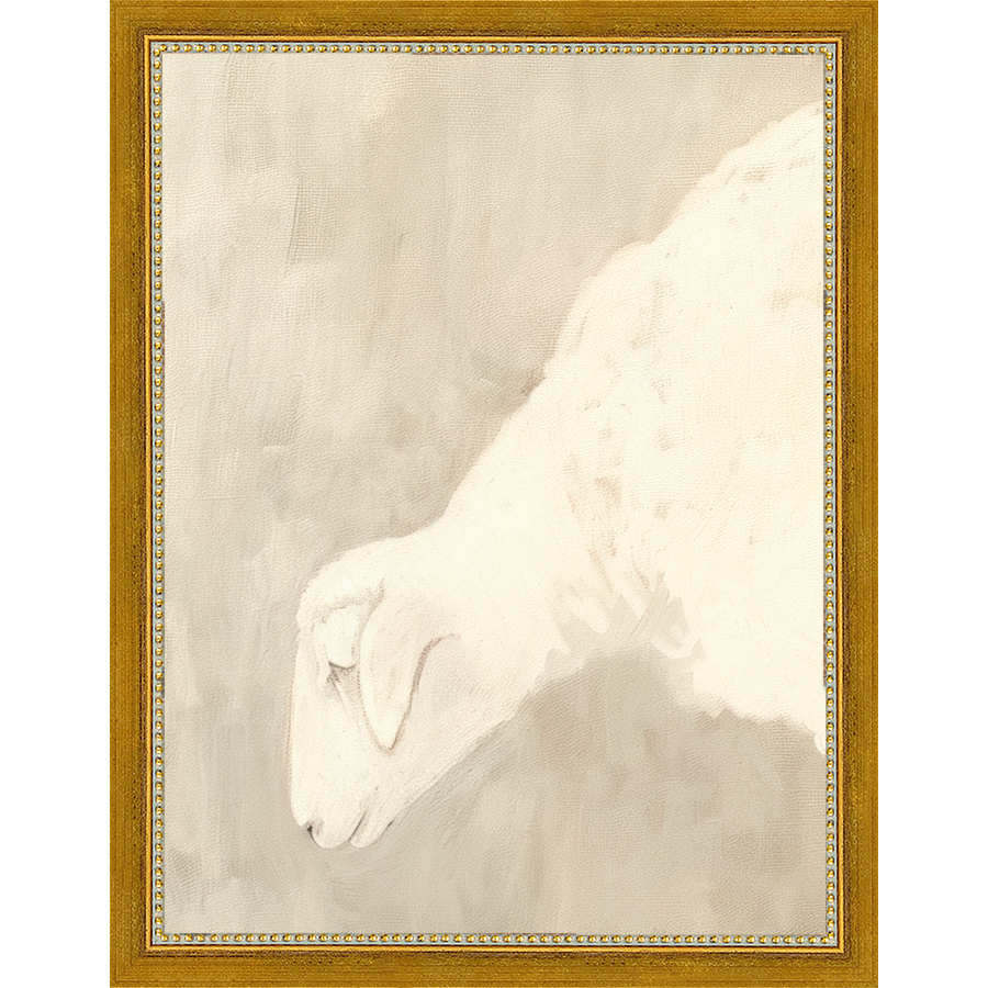SA310-LAMB PROFILE Hand framed in a transitional gold frame. Finished Size: W 10.25 in x H 13.25 in