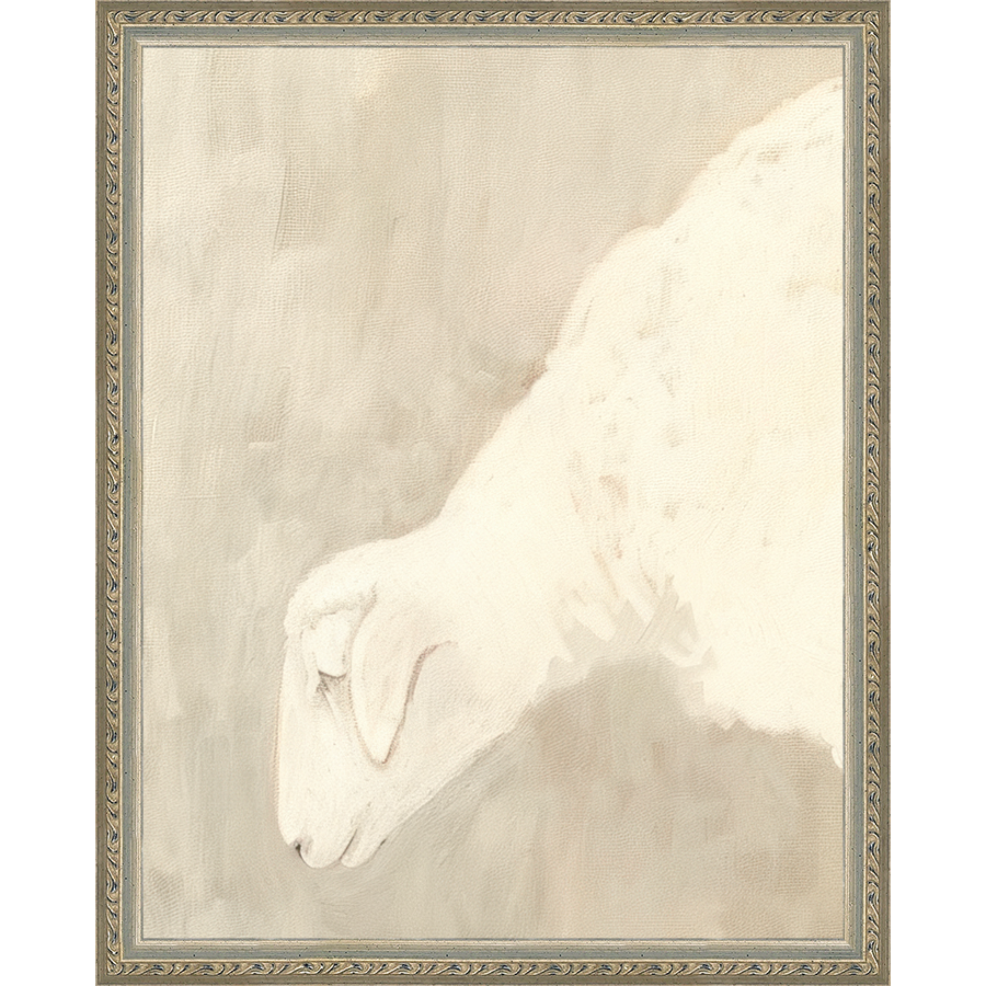 SA310-LAMB PROFILE Hand framed in an ornate dark silver frame. Finished Size: W 12.25 in x H 15.25 in