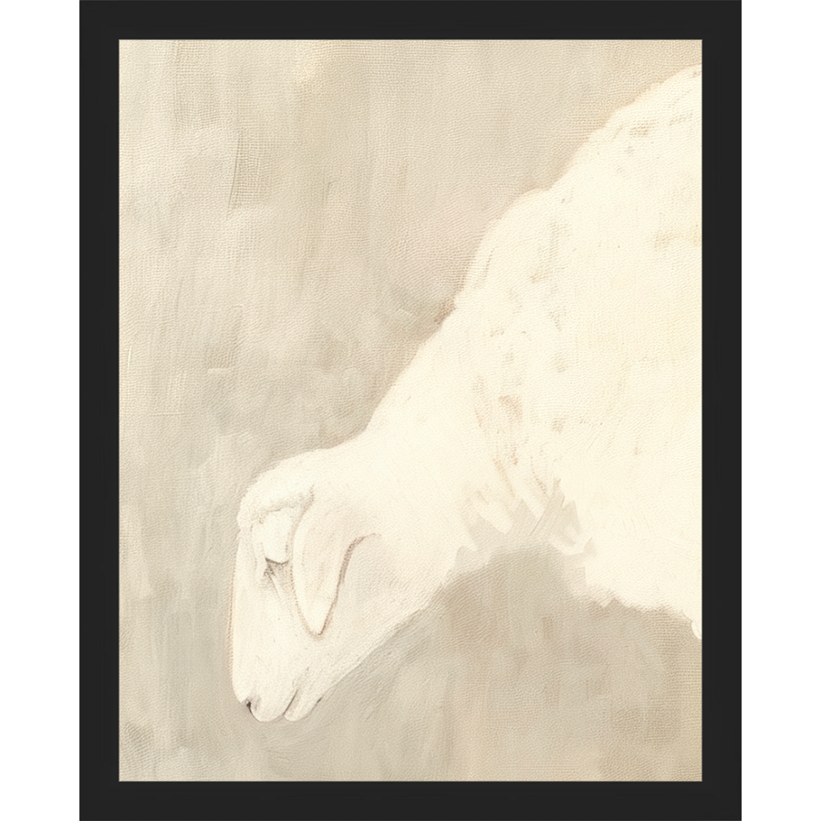 SA310-LAMB PROFILE Hand framed in a matte black frame. Finished Size: W 12.25 in x H 15.25 in