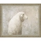 SA311-MUTED SHEEP BACK PROFILE Hand framed in an ornate dark silver frame. Finished Size: W 11.25 in x H 9.25 in