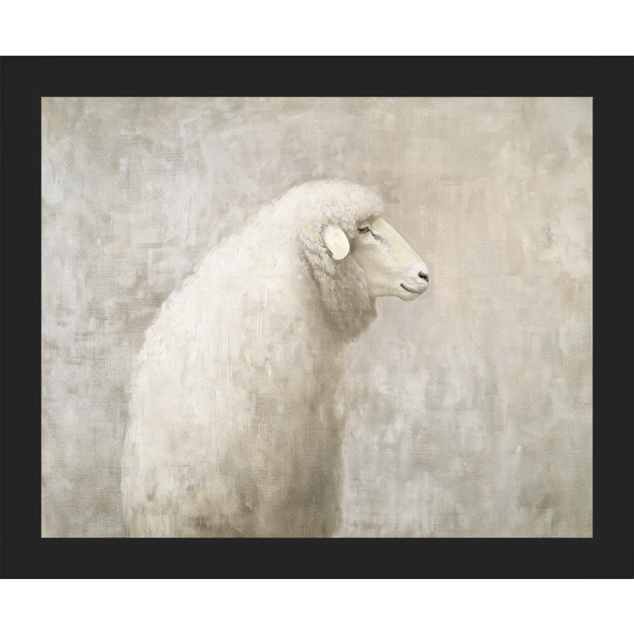SA311-MUTED SHEEP BACK PROFILE Hand framed in a matte black frame. Finished Size: W 11.25 in x H 9.25 in