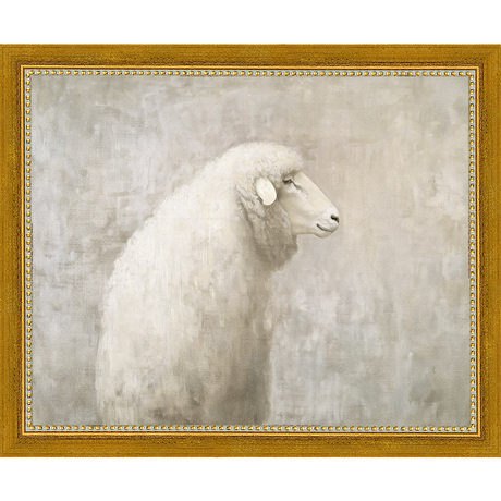 SA311-MUTED SHEEP BACK PROFILE Hand framed in a transitional gold frame. Finished Size: W 11.25 in x H 9.25 in
