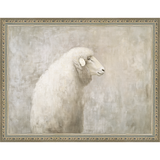 SA311-MUTED SHEEP BACK PROFILE Hand framed in an ornate dark silver frame. Finished Size: W 13.25 in x H 10.25 in