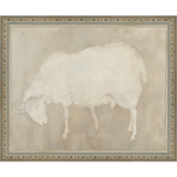 SA312-MUTED LAMB Hand framed in an ornate dark silver frame. Finished Size: W 11.25 in x H 9.25 in