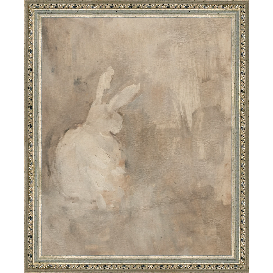 SA313-MUTED RABBIT I Hand framed in an ornate dark silver frame. Finished Size: W 9.25 in x H 11.25 in