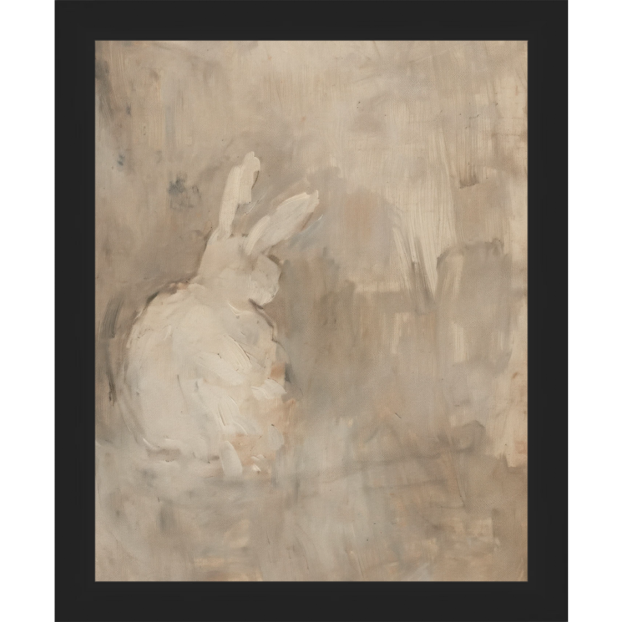 SA313-MUTED RABBIT I Hand framed in a matte black frame. Finished Size: W 9.25 in x H 11.25 in