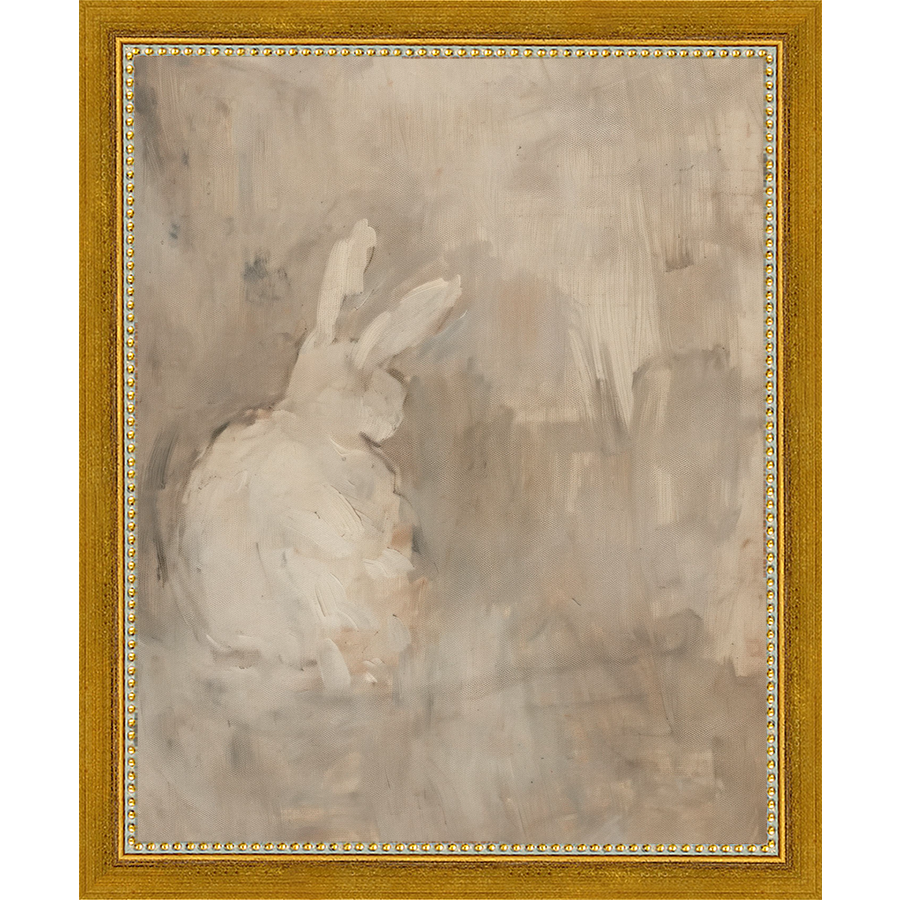 SA313-MUTED RABBIT I Hand framed in a transitional gold frame. Finished Size: W 9.25 in x H 11.25 in