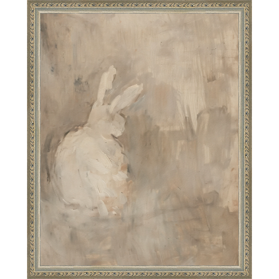 SA313-MUTED RABBIT I Hand framed in an ornate dark silver frame. Finished Size: W 12.25 in x H 15.25 in