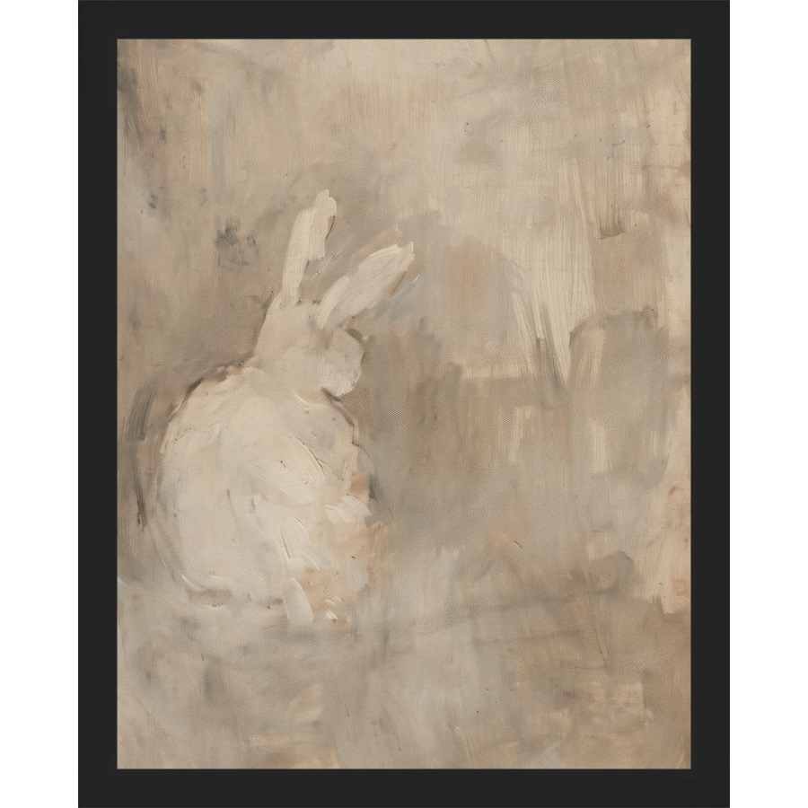 SA313-MUTED RABBIT I Hand framed in a matte black frame. Finished Size: W 12.25 in x H 15.25 in