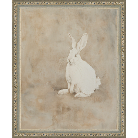 SA314-MUTED RABBIT II Hand framed in an ornate dark silver frame. Finished Size: W 9.25 in x H 11.25 in