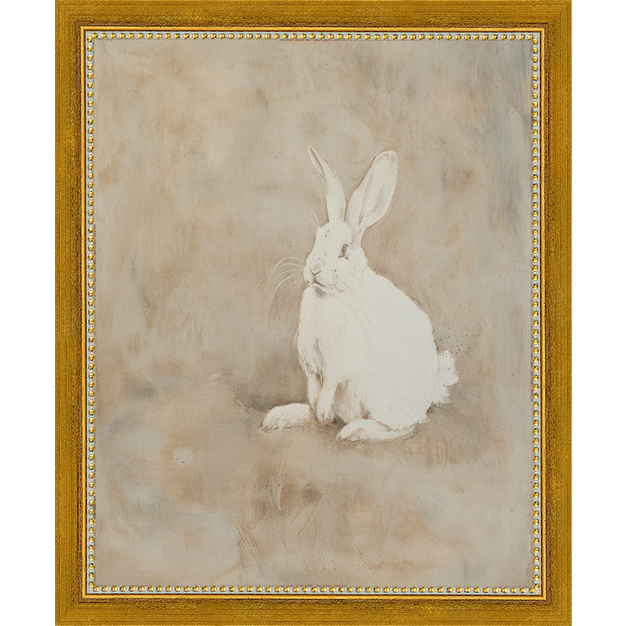 SA314-MUTED RABBIT II Hand framed in a transitional gold frame. Finished Size: W 9.25 in x H 11.25 in