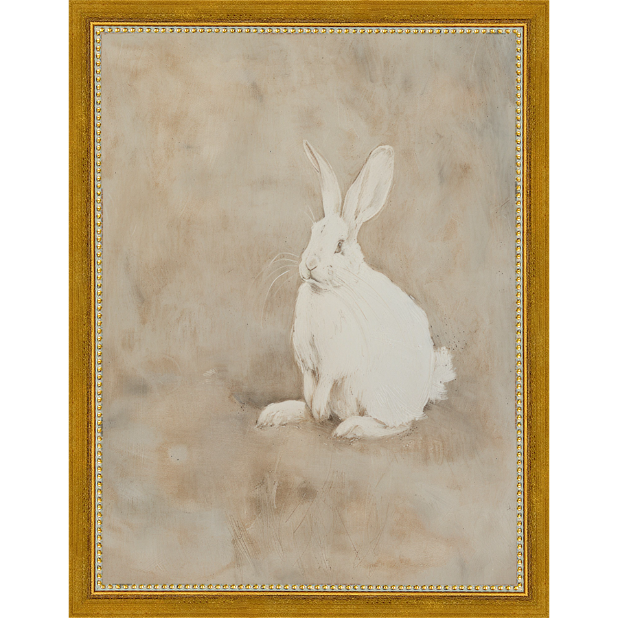 SA314-MUTED RABBIT II Hand framed in a transitional gold frame. Finished Size: W 10.25 in x H 13.25 in