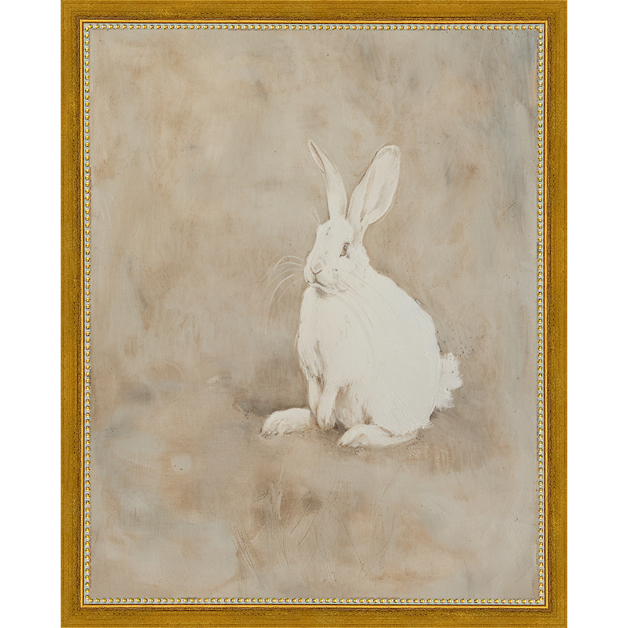 SA314-MUTED RABBIT II Hand framed in a transitional gold frame. Finished Size: W 12.25 in x H 15.25 in