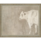 SA315-MUTED COW Hand framed in an ornate dark silver frame. Finished Size: W 11.25 in x H 9.25 in