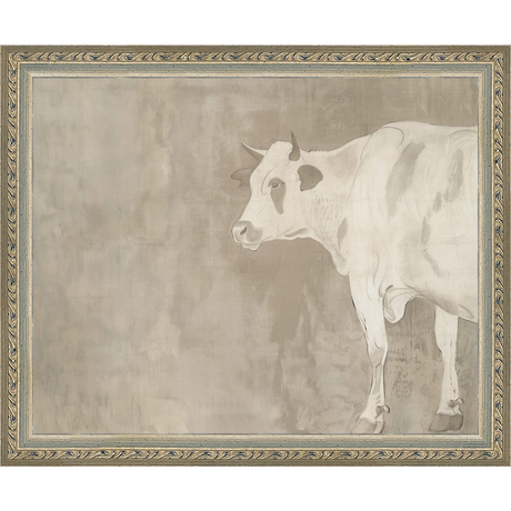 SA315-MUTED COW Hand framed in an ornate dark silver frame. Finished Size: W 11.25 in x H 9.25 in