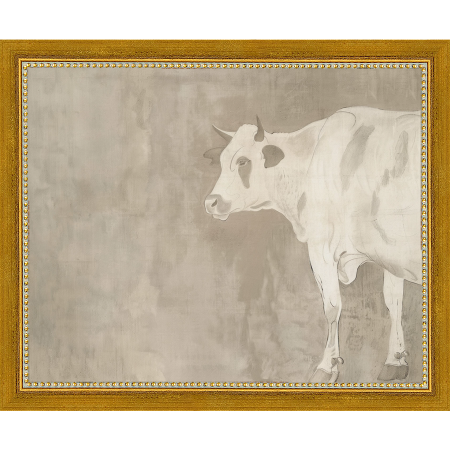 SA315-MUTED COW Hand framed in a transitional gold frame. Finished Size: W 11.25 in x H 9.25 in