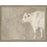 SA315-MUTED COW Hand framed in an ornate dark silver frame. Finished Size: W 13.25 in x H 10.25 in