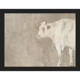 SA315-MUTED COW Hand framed in a matte black frame. Finished Size: W 13.25 in x H 10.25 in