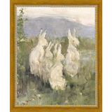 SA316-BUNNIES IN FIELD Hand framed in a transitional gold frame. Finished Size: W 9.25 in x H 11.25 in