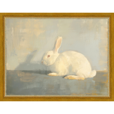 SA317-WHITE RABBIT Hand framed in a transitional gold frame. Finished Size: W 13.25 in x H 10.25 in