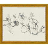SA319-BUNNIES SKETCH Hand framed in a transitional gold frame. Finished Size: W 11.25 in x H 9.25 in