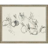 SA319-BUNNIES SKETCH Hand framed in an ornate dark silver frame. Finished Size: W 15.25 in x H 12.25 in