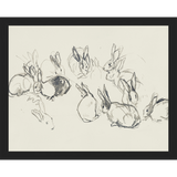 SA319-BUNNIES SKETCH Hand framed in a matte black frame. Finished Size: W 15.25 in x H 12.25 in